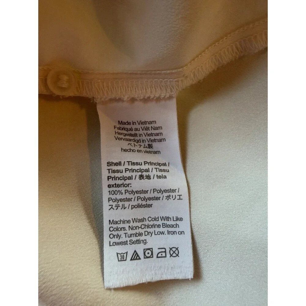 J Crew Size M Cream Long Sleeve V-neck Satiny Blouse Classy Minimal Feminine